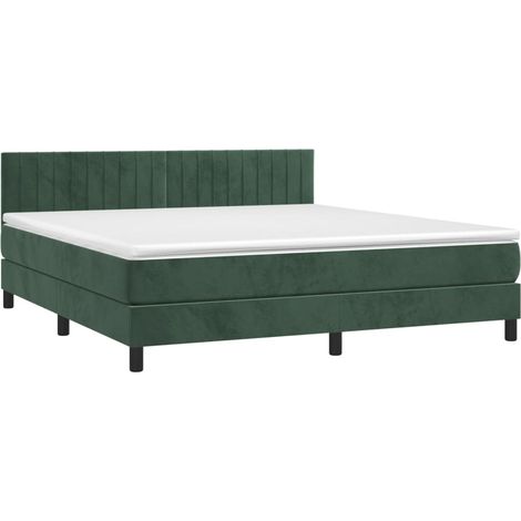 Sommier à lattes de lit avec matelas LED Vert foncé 160x200 (1/5)