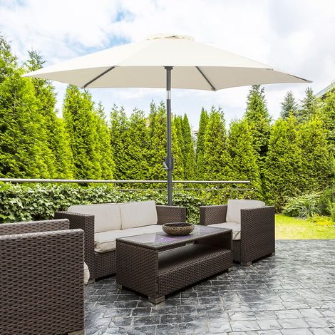 Sonnenschirm Aluminium beige 260 cm mit Kurbel, neigbar, wetterfestes Polyestergewebe, ohne Ständer (1/5)
