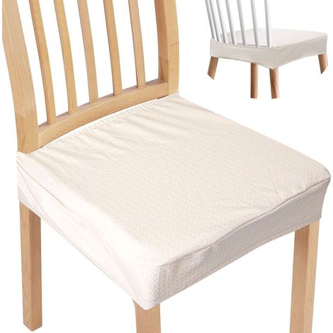Wasserdichte Esszimmerstuhlhussen, 4er-Set, abnehmbare und waschbare elastische Jacquard-Stuhlhussen, Rückenlehnenbezüge nicht enthalten, beige.