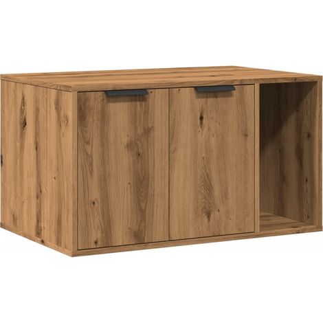 Armario para arena de gatos hecho a mano 80 x 50 x 45 cm marrón 020043308 (1/5)