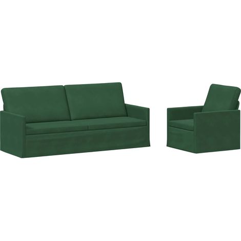 Set di divani 2 pcs Verde Giungla Tessuto in Cords (1/5)
