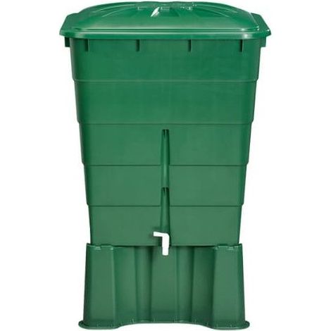 Suinga – Récupérateur d'eau de pluie 300 L – Polypropylène – Dimensions 66x80x92 cm – Socle support 60x60x33 cm – Couverture et robinet inclus