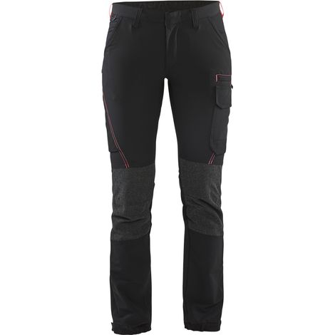 Pantalón de trabajo de mantenimiento stretch 4D mujer 7122 - Negro/Rojo L - FR(44) - SE(C42) - Normas