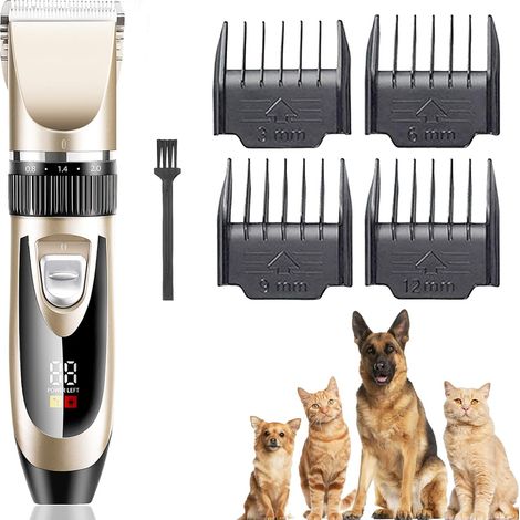 Tondeuse pour chien, kit de toilettage pour chien, tondeuse électrique sans fil rechargeable à faible bruit, tondeuse électrique pour petits et grands chiens à poils épais (1/5)