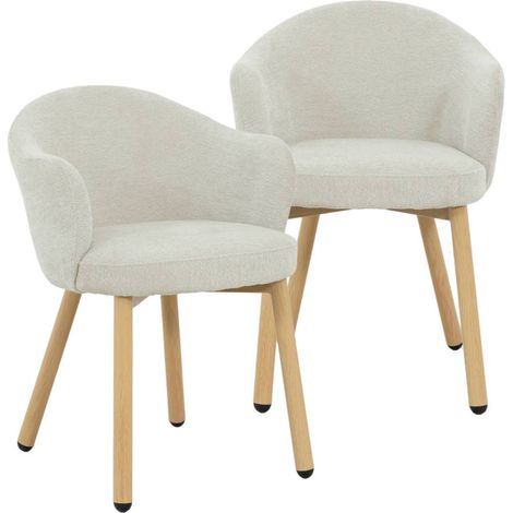 Chaise en tissu écru et pieds en métal effet bois Mayi (lot de 2)