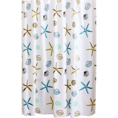 Sollbry Rideaux de Douche Imperméable Anti-moisissure PEVA étoile de mer Rideaux décoratifs de Salle de Bains pour la Maison et l'hôtel 120 x 180 cm (1/5)