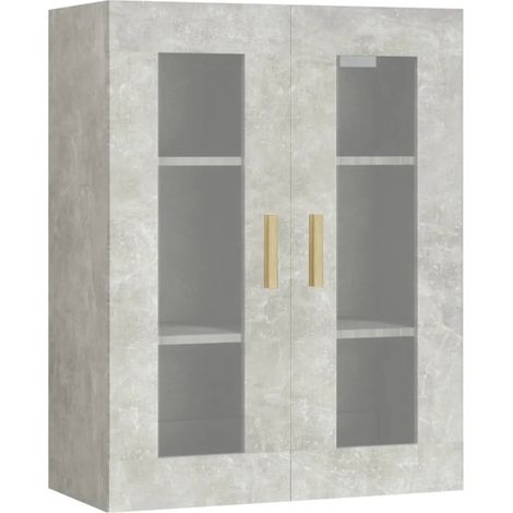 Mobiletto a parete moderno con ampio spazio contenitivo 69,5 x 34 x 90 cm realizzato in legno composito color grigio cemento 020048023