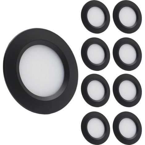 12V Encastré LED Mont Plafond Lumières Dimmable Lumières Tache 3W 3000K Lumière Chaude Pour T4 T5 Caravane Bateau Yacht Caravane Cabine Sous CRI 92+ 8 Pièces Noir (1/5)