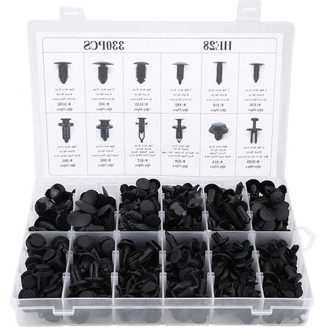 Allecto plus rivetti in plastica per autoveicoli, elementi di fissaggio, rivetti a pressione, clip, set di finiture, 330 pezzi, 12 misure, Ford, Honda, BMW, Toyota, Nissan, Audi (1/5)