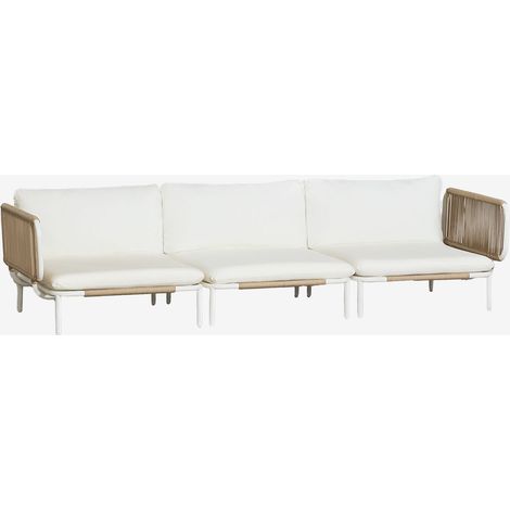 SKLUM Gartenset mit 3-teiliger modularer Sofa-Ecke mit 2 Eckmodulen aus Roubly-Stahl Beige Mandel Rose                                  