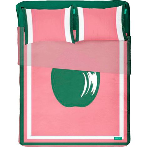 BENETTON SET de sabanas 4pcs cama doble: sabana encimera (240x240cm w/simple hem 5cm) + sabana bajera (160x200+25cm flap) + 2 fundas de almohada (50x80cm)