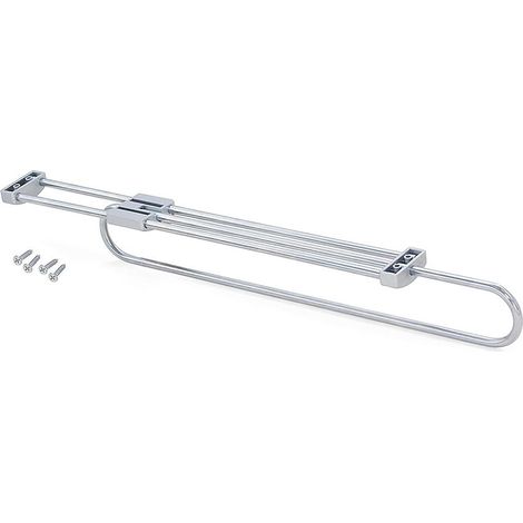Emuca Appendiabiti estraibile per armadio Self, lunghezza L400mm, Acciaio e Tecnoplastica, Verniciato alluminio