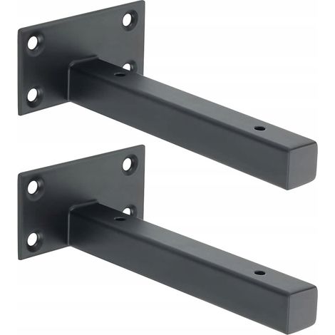 Soporte metálico para estante de 15 cm - asa invisible negra, 2 unidades. (1/3)