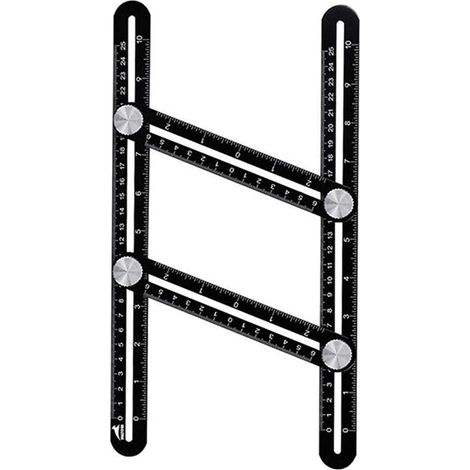 Gabarit de traçage en alliage d'aluminium, règle de mesure multi-angles, outil de gabarit d'angle pour artisans, constructeurs et bricoleurs (25 cm)