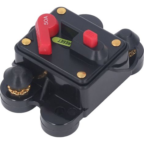 Disjoncteur à réarmement manuel 50A, conçu pour moteurs de remorqueur, remorques marines, camions, camping-cars et systèmes solaires DC 12-48V. (1/5)