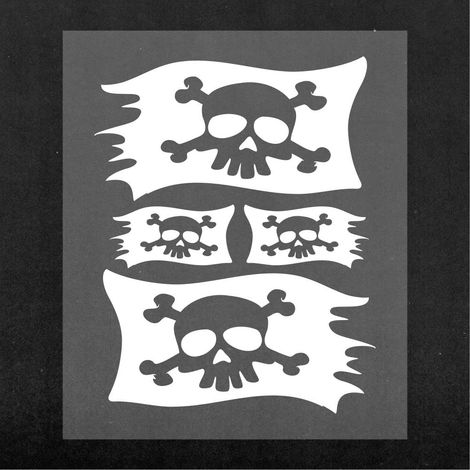 Adesivi per Auto Teschio Pirata Foglio, Bianco, 14 x 16 cm (1/3)