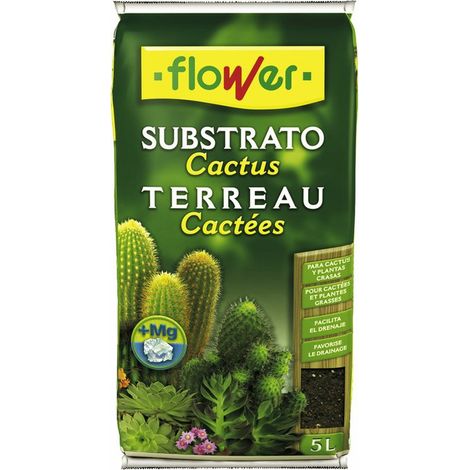 Flower Substrato Cactus - Substrato para Plantación y Trasplante de Cactus y Plantas Crasas - 5 L
