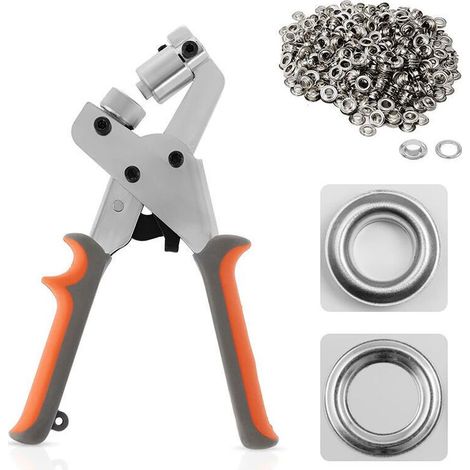 Pince à œillets pour bâche, pince à œillets avec 300 œillets de 10 mm, pince à œillets pour bâche, tissu, cuir, carton, affiches, bannières et plus encore. (1/4)