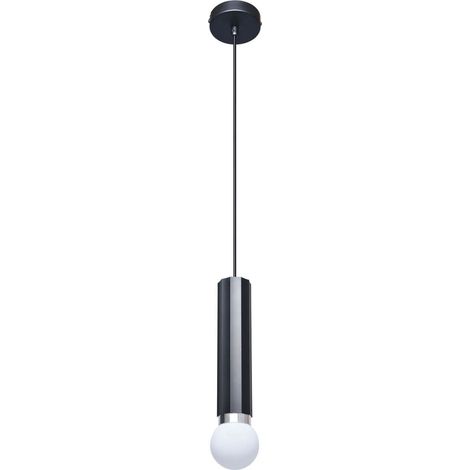 Suspension tube noire sable boule E27 Italux Macera (1/5)