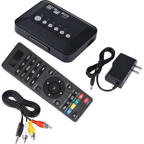 Boîtier média HD 1080P HDMI avec télécommande IR, lecteur audio vidéo, 110V-240V (modèle USS) (1/5)