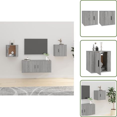 Meubles TV muraux 2 pcs Sonoma gris 40x34,5x40 cm - Meuble Tv Mural - Meuble Tv Moderne - Meuble Tv Suspendu - Étagère Murale - Armoire Multimedia (1/5)