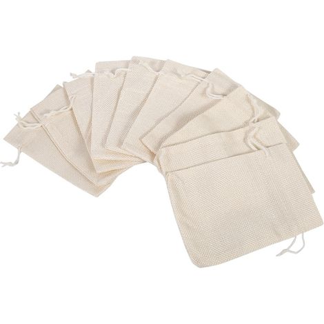 Ensemble de 10 Sacs à cordes, Jormftte, Toile, Réutilisable, Pour Cadeaux, Blanc, polyvalent et pratique (1/4)