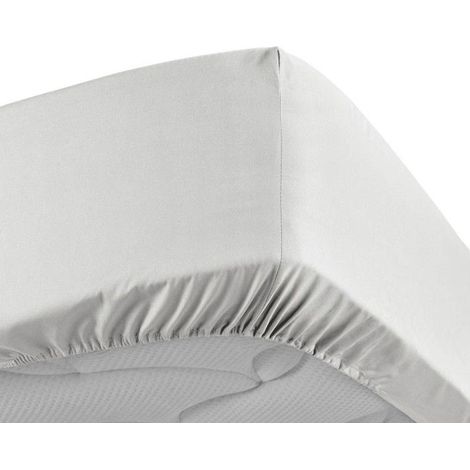 Drap housse 160x200 cm - Percale 100% coton - Bonnet 30 cm - Blanc (1/5)
