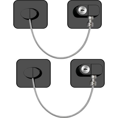 Lot de 2 serrures réfrigérateur avec clé, sans perçage, sécurité enfant, placard, tiroir, porte, fenêtre (1/5)