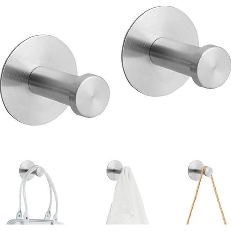 2 Stück selbstklebende Wandhaken, selbstklebende Wandhaken aus Edelstahl, robuste selbstklebende Haken, Wandgarderobe ohne Bohren (1/4)