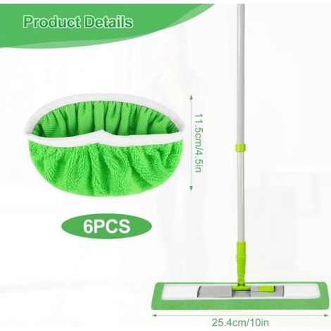 Chiffons Réutilisables - Microfibre et Chenille - Pour Balai Humide ou Sec - Convient Sols Durs Murs Fenêtres Voitures - Lot de 6 (1/3)