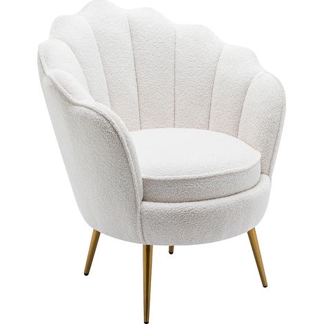 Fauteuil coquillage en tissu bouclette blanc LALEA (1/5)