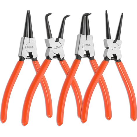 Juego de 4 alicates para arandelas MINKUROW, alicates para arandelas internas y externas con bolsa, longitud 180 mm, tamaño de punta 1,6 mm (1/5)