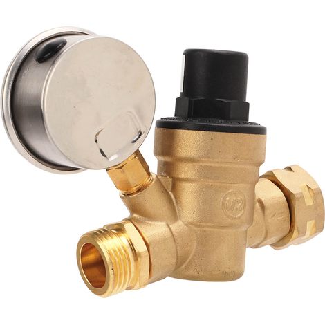 Régulateur de pression d'eau réglable avec manomètre pour système de plomberie de camping-car. (1/5)