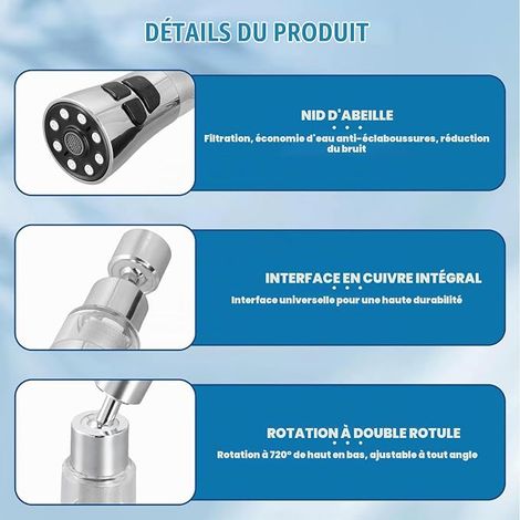 Robinet évier Cuisine Rechange Robinet - Douchette robinet extractible en plastique, finition brossée, prend en charge 2 modes de commutation (pulvérisation, débit) avec bouton d'arrêt (1/4)
