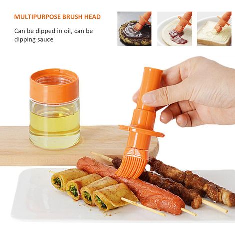 Pinceau à huile en silicone pour la cuisine, avec couvercle et flacon (1/5)