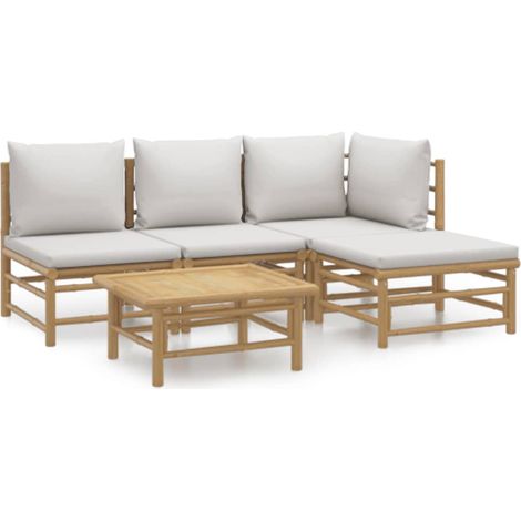 Maison Exclusive - 5-tlg. Garten-Lounge-Set mit Hellgrauen Kissen