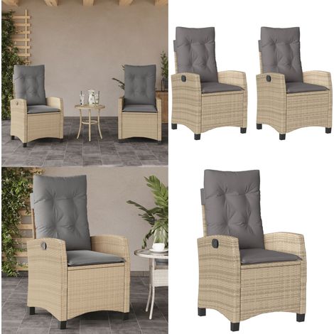 Gartensessel Kissen 2Stk. Verstellbar Beigemischung Poly Rattan - Sitzkissen - Bezug (1/5)