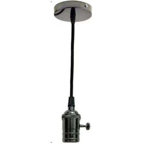 DOUILLE DE LAMPE LUSTRE SUSPENSION PLAFOND SUSPENSION VINTAGE 2MT NOIR PERLE
