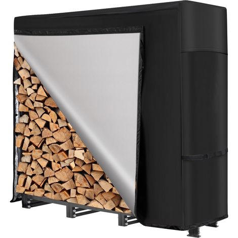 Support de bois de chauffage d'extérieur de 120CM avec housse et sac de transport, support carré robuste avec housse imperméable pour cheminée, foyer (4FT) (1/5)