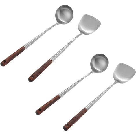 Set aus 2 Wok-Spateln und -Schöpfkellen, 43 cm (17 Zoll) langer Edelstahl-Spatel. (1/5)