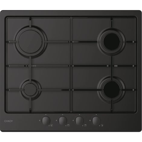 Placa de gas empotrada Candy Idea CHW6BRBB de 4 quemadores, color negro (1/5)