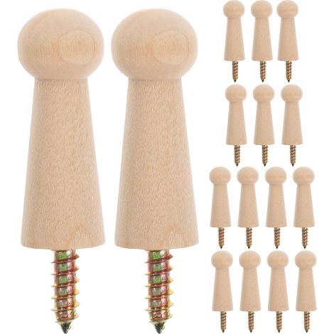 16 crochets muraux bois, avec vis, pour serviettes, à visser (1/5)