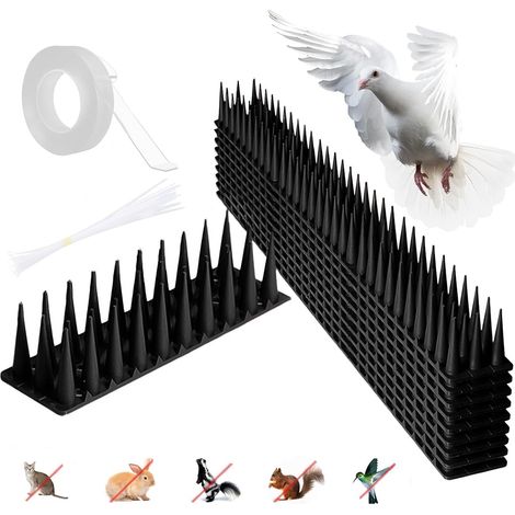 Pic Anti Pigeon, 10 Pièces Pic Anti Oiseaux Plastique, Pique Anti Pigeon Balcon 4.3 M, Pique Anti Oiseaux, Pointe, Repulsif pour Pigeons, Corbeaux, Moineaux, Chats (10, Noir) (1/5)