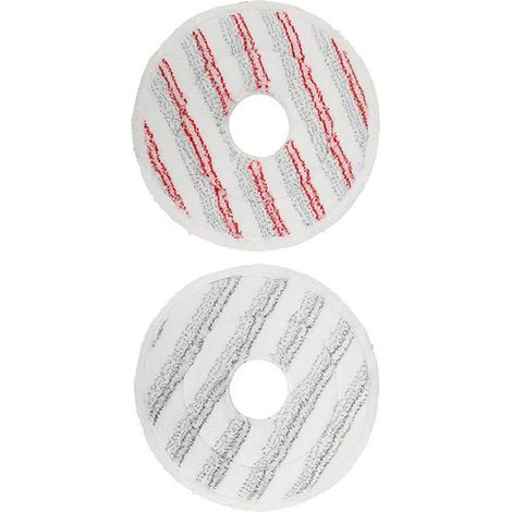 Compatible avec le balai essoreur Vileda (lot de 2 têtes de rechange en microfibre), lavables et réutilisables, pour le nettoyage des sols, rayures grises et rouges. (1/5)
