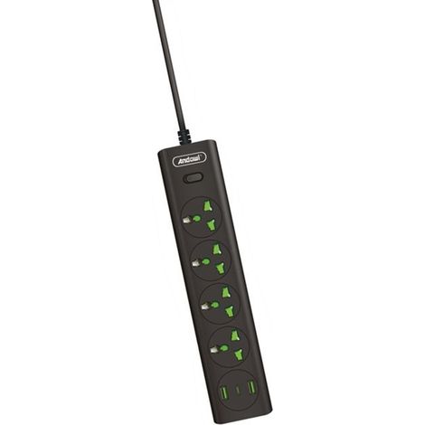 TRADE SHOP - Ciabatta Multipresa Elettrica 4 Prese+2 Porte Usb Ricarica Rapida Con Interruttore Q-px400 -