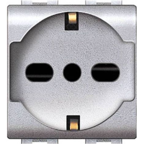6 x LIFE 4050 TEC PRESA SCHUKO BIPASSO ARGENTO SATIN