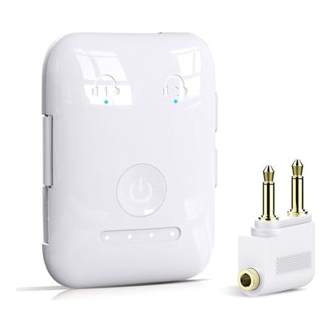 Transmetteur Bluetooth 5.4 - Adaptateur Audio Sans Fil pour Avion TV PC - aptX Adaptive - Latence Réduite - Jusqu'à 2 Casques - 30 h Autonomie - 1 Pièce (1/5)