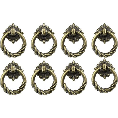 Lot de 8 poignées de porte vintage en bronze antique, idéales pour les armoires, les coiffeuses, les meubles, etc. (Bronze) (1/5)