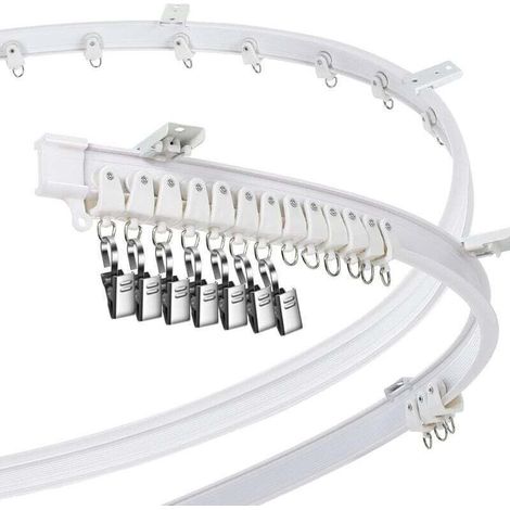 Rail de rideau incurvé pour tringles à rideaux, baies vitrées et cloisons de séparation, pliable (blanc, 2 m/6,6 pi) (1/4)