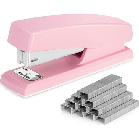 Agrafeuse de bureau avec 640 agrafes, agrafeuse de bureau, capacité de 25 feuilles, rose (1/5)